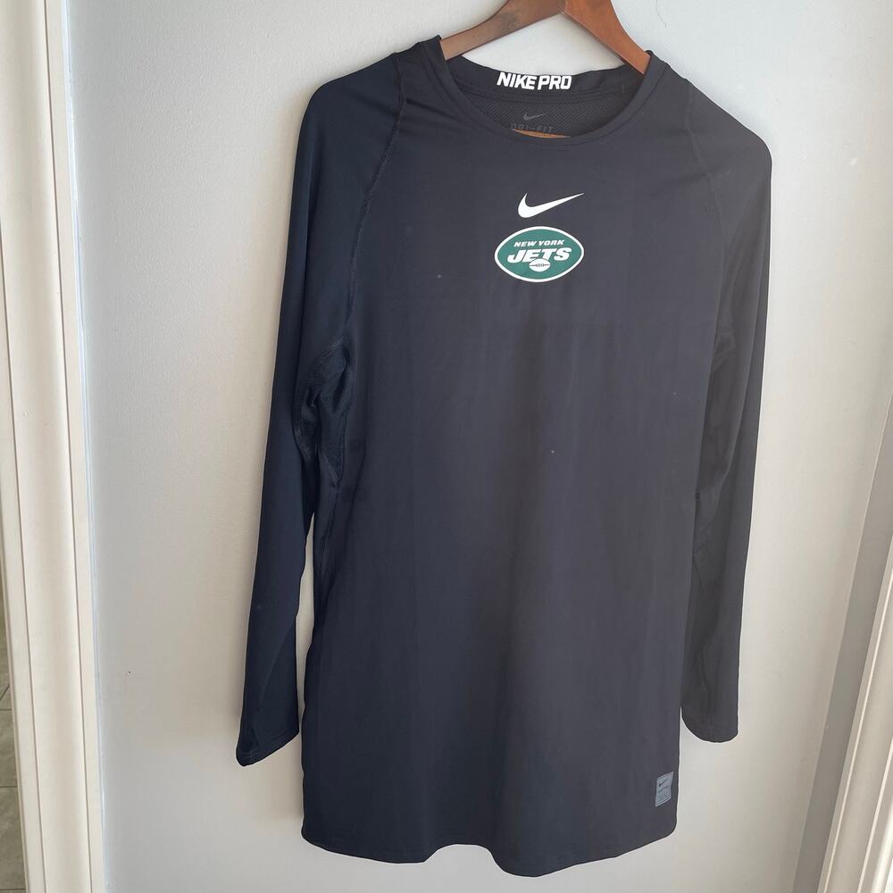 Nike Dri Fit Nike PRO Black Long Sleeve Shirt New York Jets Football size 3XL